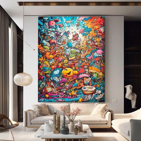 Graffiti Wall Art Canvas, Street Art Painting Prints, Graffiti Art Canvas Painting, Street Art Wall Art Living Room, Graffiti Painting