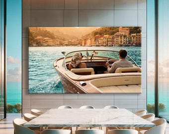 Riva Boat Print, Chic Wall Art Prints, Apartment Decor Aesthetic, Italian Wall Art Framed, Romantic Wall Art Print, Portofino Wall Art
