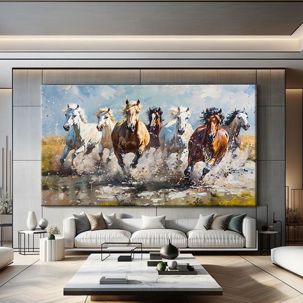 Running Horses Art Print, Abstract Animal Art Print, Wild Animal Painting Print, Horse Canvas Wall Art, Housewarming Gift First Home