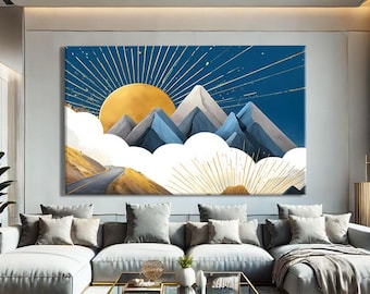 Simple Wall Art Living Room, Art Deco Prints Canvas, Japandi Art Print, Scandi Wall Art, Mountain Wall Art Framed, Scandinavian Decor Home