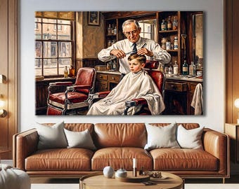 Barbershop Wall Art, Hairdresser Gift Ideas, Salon Wall Art Vintage, American Folk Art Print, Hair Salon Decor, Vintage Americana Art Print