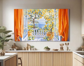 Lemon Wall Art Framed, Italian Art Framed, Coastal Wall Art Print, Mediterranean Decor for Home, Citrus Wall Art Decor, Italian Kitchen Art