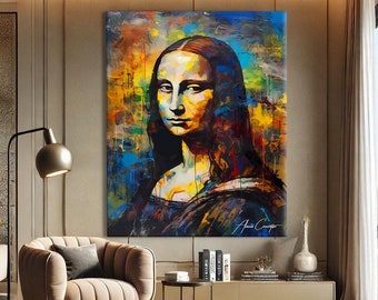 Mona Lisa Wall Art Framed, Pop Culture Canvas Wall Art, Street Art On Canvas, Mona Lisa Poster Print, Pop Culture Painting, Street Art Print