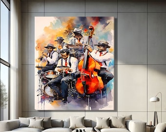 Musik-Wandkunstdrucke, Band-Wandkunst, Jazz-Kunstdrucke, abstrakte Musikkunst-Wanddekoration, abstrakte afrikanische Kunst-Wanddekoration, Musikstudio-Dekor