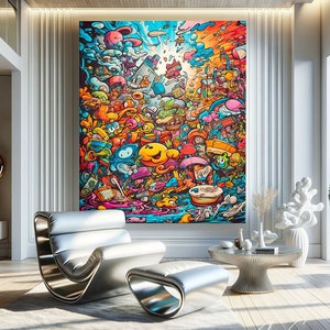 Pop Art Wall Art Original, Extra Large Wall Art Framed, Pop Art Painting Original, Bedroom Wall Art Over The Bed, Pop Art Print Wall Decor