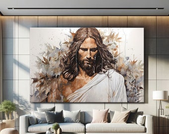 Religious Wall Art Framed, Jesus Christ Print, Spiritual Art Prints, Jesus Christ Painting, Religious Canvas Art, Above Bed Decor Modern