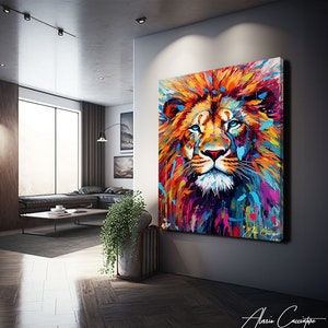 Lion Print Wall Art, Pop Art Print, Graffiti Art Canvas, Lion Head Wall Art Lion Artwork Print, Pop Culture Wall Art, Gift For Girlfriend