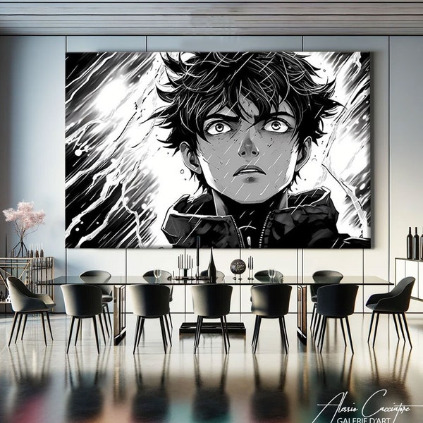 Manga Wall Art, Black And White Japanese Wall Art Print, Anime Painting Canvas, Manga Print, Anime Wall Art Prints, Japanese Art Print Frame