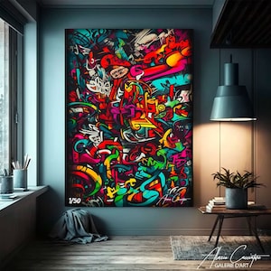 Painting Graffiti Art Canvas Original, Urban Art Print Framed, Graffiti Wall Art Canvas, Urban Wall Art Framed, Over The Bed Wall Decor