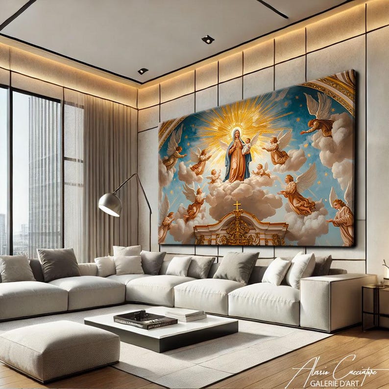 Chuch Wall Decor Over The Bed, Christian Wall Art Print, Bible Wall Art Modern, Catholic Prints, Virgin Mary Painting, Biblical Art Prints
