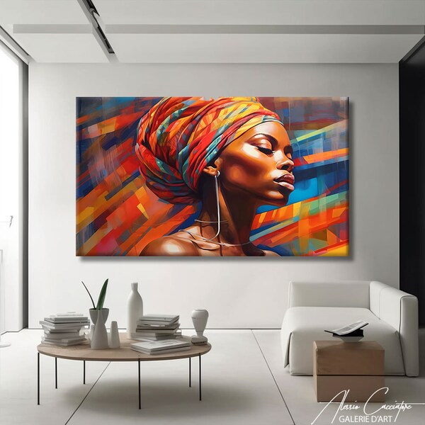 African American Painting Canvas, Beautiful Woman Painting, Abstract African American Art, Wall Decor Over The Bed, African Woman Canvas