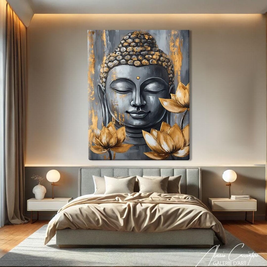 Gold Buddha Wall Art Canvas, Zen Decor Yoga Wall Art, Lotus Wall Art ...