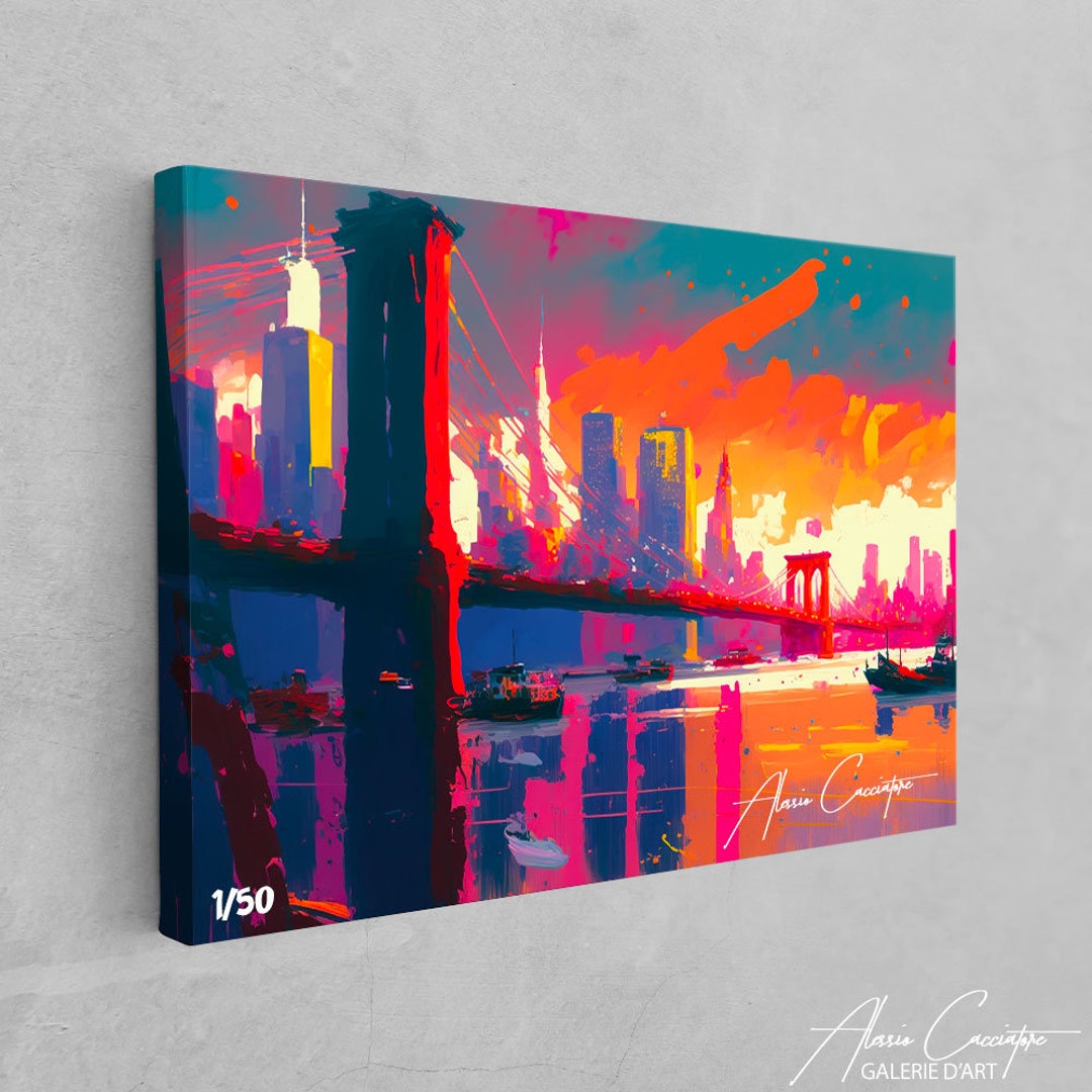 New York Wall Art Canvas Brooklyn Bridge Wall Art New York Etsy