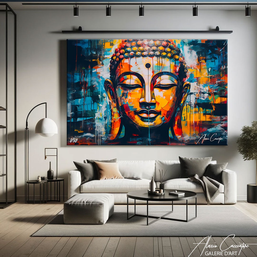 Buddha Wall Decor Over the Bed, Religious Wall Art for Living Room
