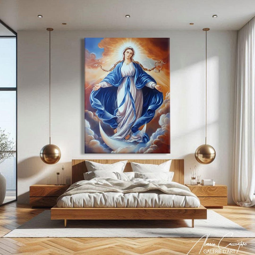 Catholic Wall Art Vertical, Virgin Mary Art Print, Christian Home Decor ...