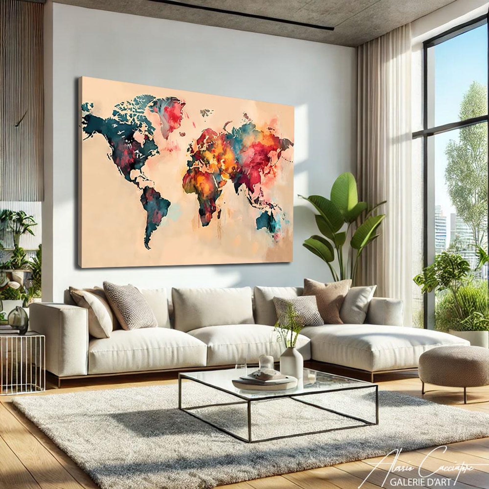 Map of the World Canvas, World Map Wall Art Large, Above Bed Wall Decor ...