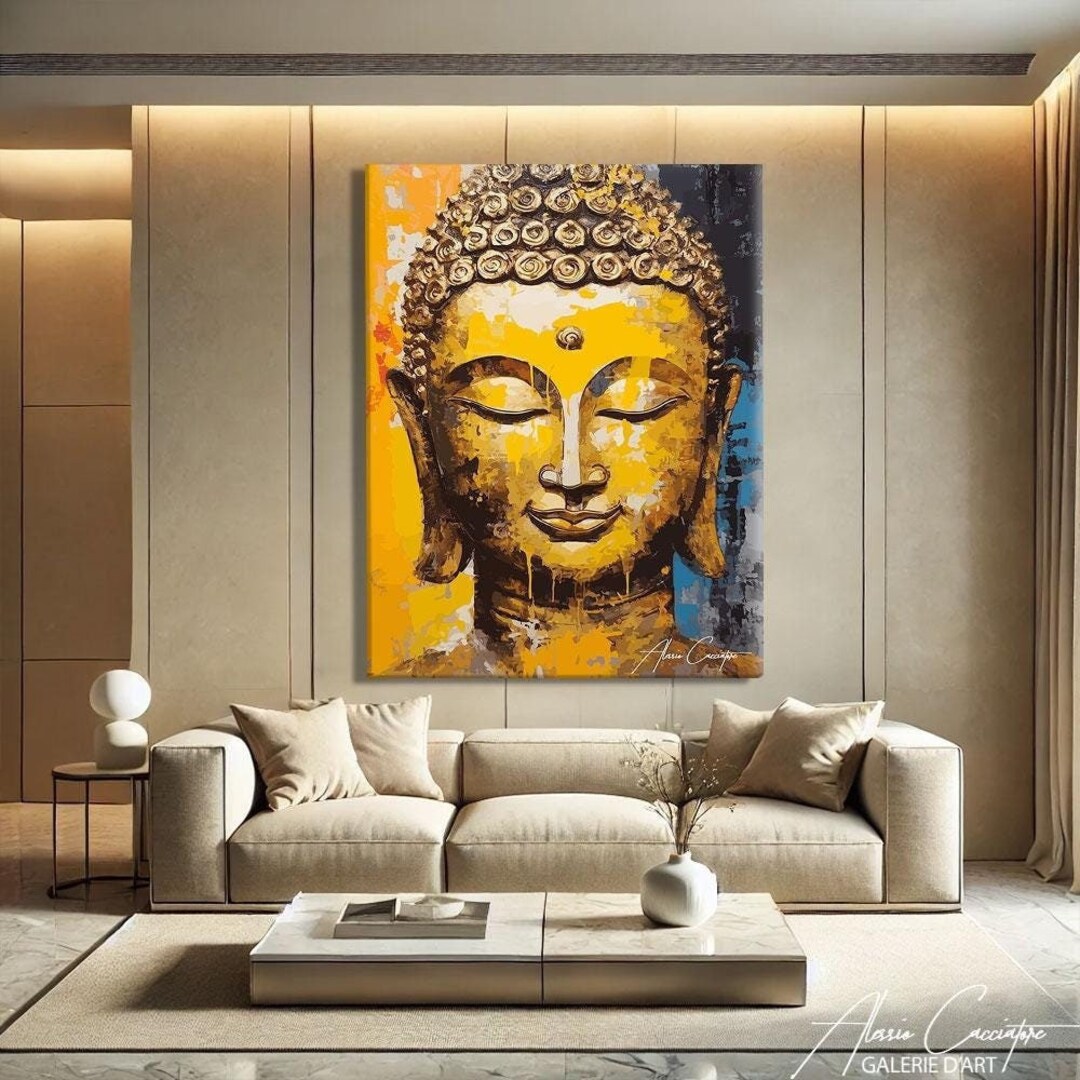 Buddha Painting for Living Room, Spiritual Abstract Art, Buddhist Wall ...
