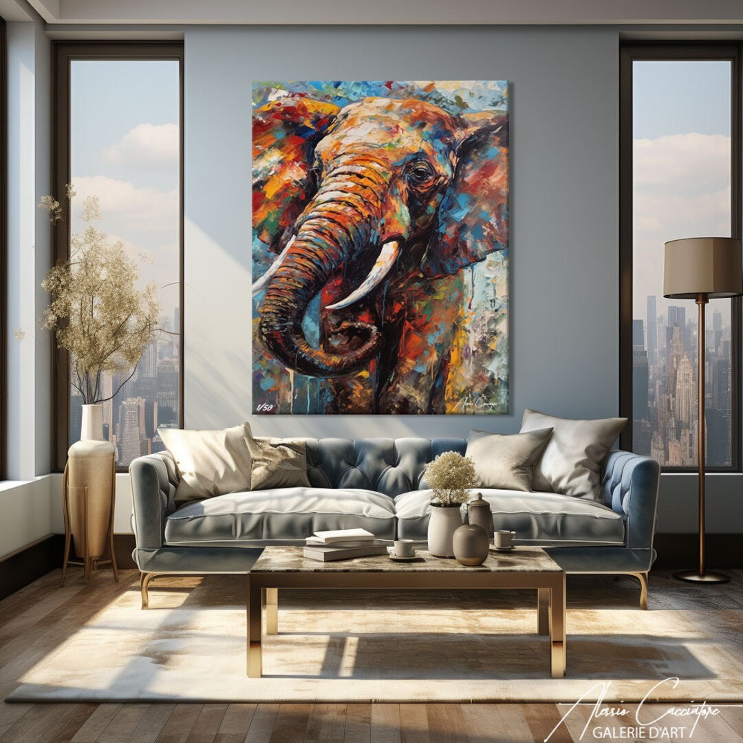 Elephant Wall Art Printable Abstract Animal Canvas Canvas - Etsy