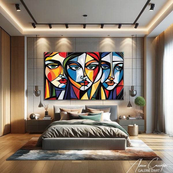 Cubism Painting, Abstract Women Portrait Art, Contemporary Wall Art, Abstract Face Art, Exhibition Wall Art, Home Gift For New House