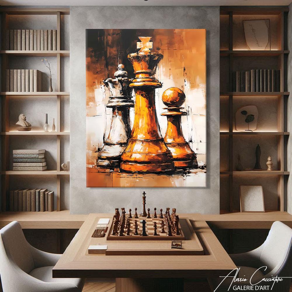 Jeu D’échecs Complet Avec Tour Décorative – Création Française – Plastique Noir, Blanc, Gris