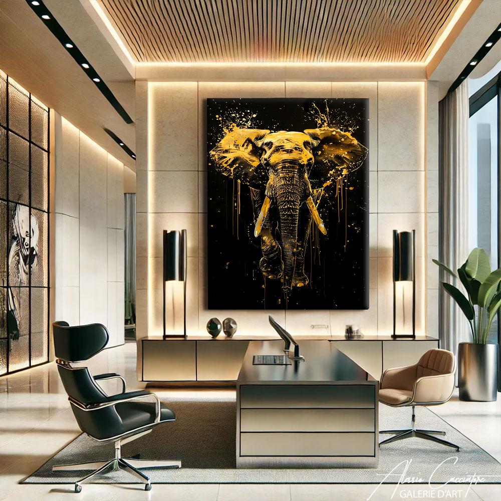 Olifantenschilderijen, zwart-gouden wandkunst, aquarel dierenprints,  Afrikaanse canvas wandkunst, extra grote wandkunst met abstract dier - Etsy  België, image size:1000x1000