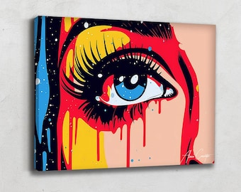 古塔つみ over print POP ART canvas blue ED11 古塔つみ over print POP ART canvas blue ED11 - メルカリ