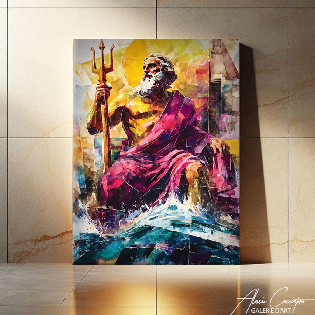 Poseidon Wall Art, Greek Mythology Decor Bedroom, Masculine Wall Art ...