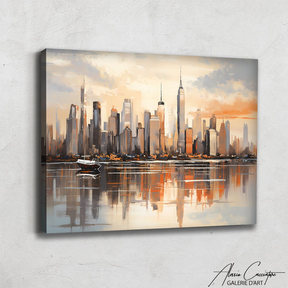 New York Wall Decor, Abstract Landscape Wall Art Canvas Modern