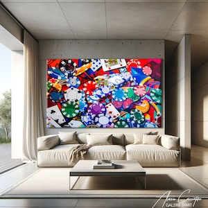 Arte mural de póker, arte mural de casino, láminas de póker, arte mural de cartas, regalo de inauguración de casa, decoración para el sofá, regalos de juegos de azar