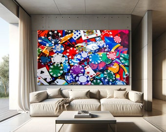 Poker Wall Art, Casino Wall Art, Poker Art Prints, Cards Wall Art, House Warming Gift First Home, Over The Couch Decor, Gambling Gifts