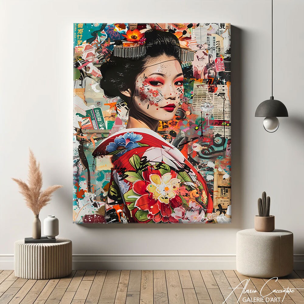Geisha Wall Art, Japanese Art Print Geisha, Anime Painting Canvas ...