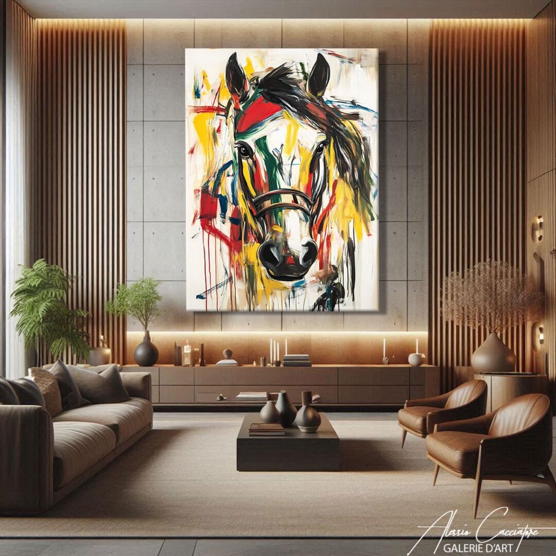 Horse Wall Art Canvas, Equestrian Art Prints Modern, Colorful Abstract ...