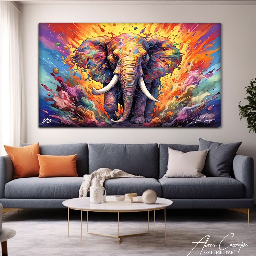 Colorful Elephant Painting Pop Art Wall Art Animal Abstract - Etsy
