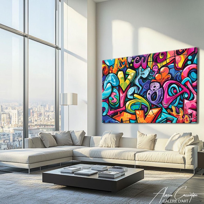 Colorful Graffiti Wall Art Canvas, Urban Wall Art, Graffiti Painting Original, Street Wall Art, Pop Culture Prints, Urban Paint Canvas