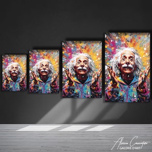 Albert Einstein Wall Art, Canvas Pop Art Print, Pop Culture Wall Art, Einstein Print, Colorful Pop Art Decor, Above Bed Decor, Oversized Art image 9
