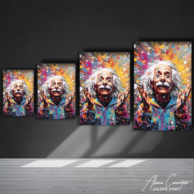 Albert Einstein Wall Art, Canvas Pop Art Print, Pop Culture Wall Art, Einstein Print, Colorful Pop Art Decor, Above Bed Decor, Oversized Art image 9
