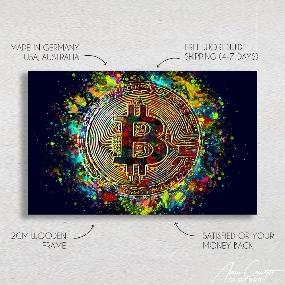Bitcoin Art Print On Canvas, Crypto Wall Art Painting Canvas, Bitcoin  Poster Print Art Digital, Cryptocurrency Decor Wall Art Original - Etsy  France