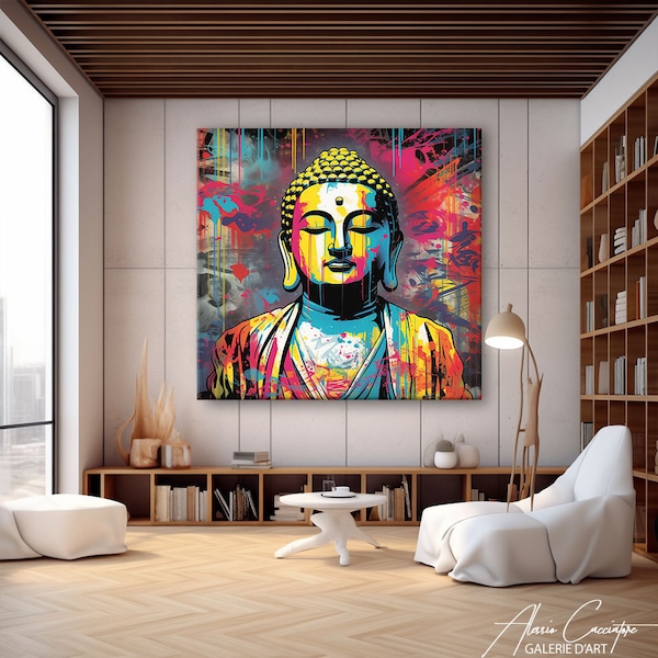 Pop Culture Wall Art, Colorful Abstract Buddha Art, Colorful Pop Art Prints, Religious Graffiti Art Print, Gift for Buddhist friend