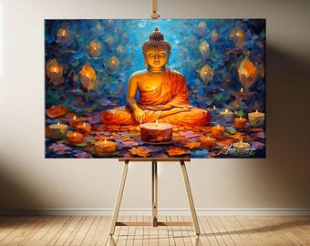 Large Buddha Wall Art, Yoga Meditation Wall Art, Buddhist Art Prints, Asian Zen Decor, Calming Wall Art Framed