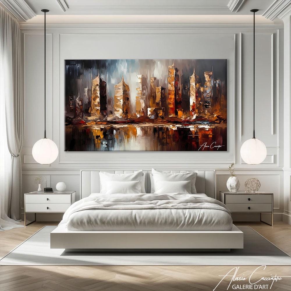 City Skyline Wall Art Canvas, Horizontal New York Print, Abstract ...