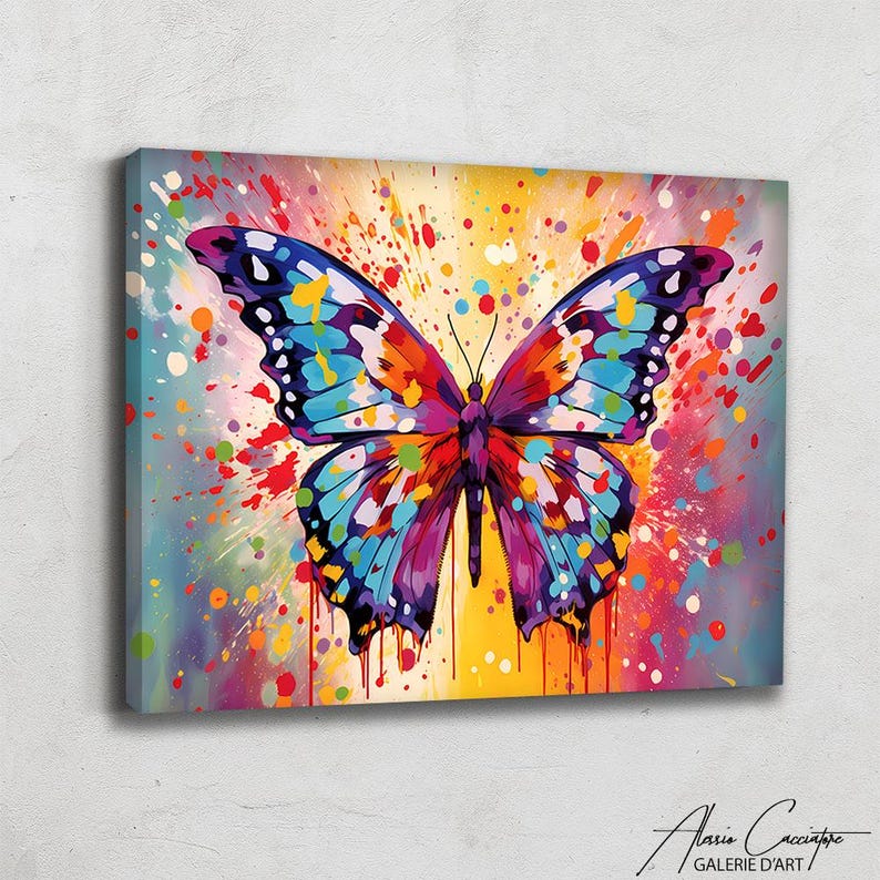 Butterfly Wall Art Framed, Butterfly Canvas Painting, Above Bed Decor ...