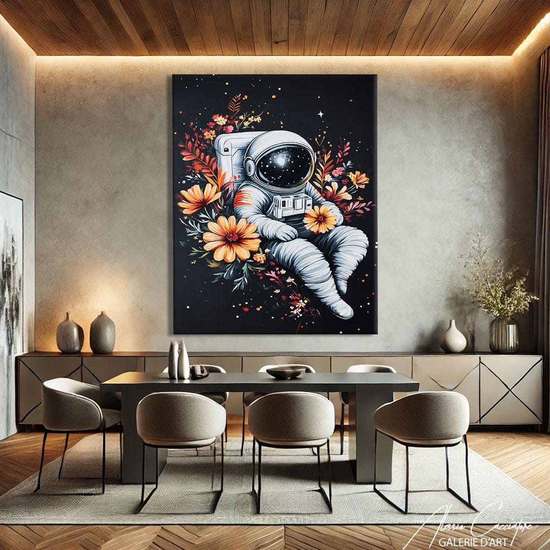 Large Space Wall Art, Astronaut Art Kids Room, Modern Floral Prints ...