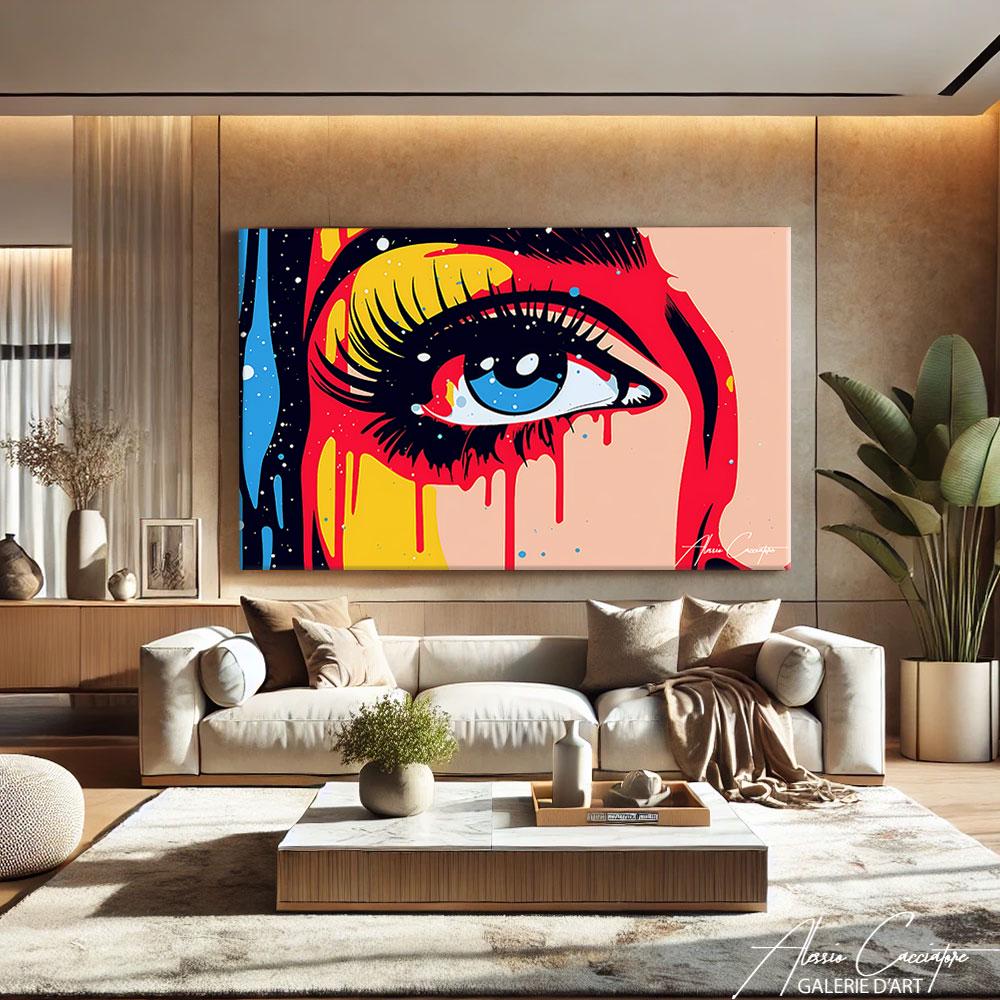Modern Pop Art Prints, Blue Eye Art Print, Urban Canvas Art, Pop