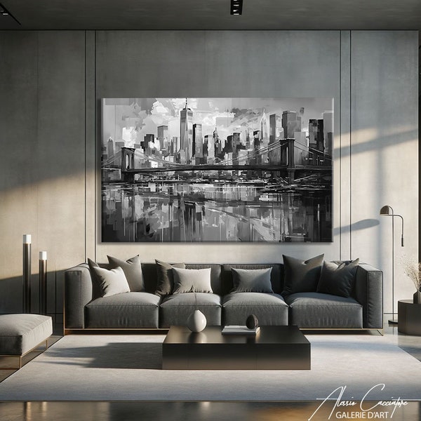 Black And White New York Skyline Art, New York Print Black And White Wall Art Framed, Travel Wall Art Print Living Room, Home Gift Prints