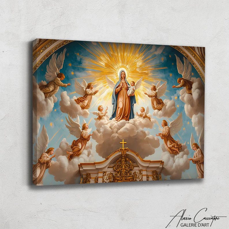 Chuch Wall Decor Over The Bed, Christian Wall Art Print, Bible Wall Art Modern, Catholic Prints, Virgin Mary Painting, Biblical Art Prints