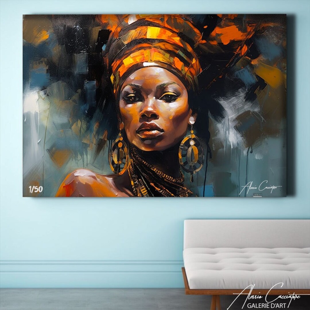 Black Girl Wall Art Canvas, Pop Art Decoration, Painting Black Woman