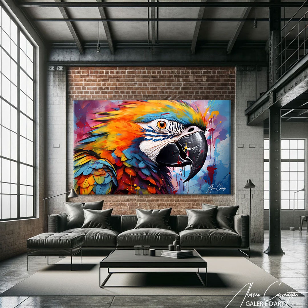Parrot Print, Bird Art Print, Abstract Parrot Painting on Canvas ...