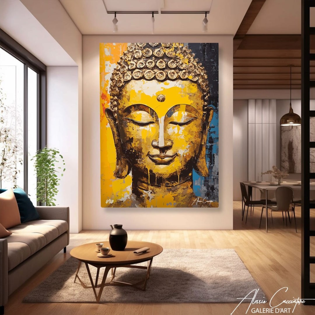 Buddha Painting for Living Room, Spiritual Abstract Art, Buddhist Wall