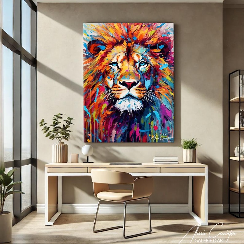 Lion Print Wall Art, Pop Art Print, Graffiti Art Canvas, Lion Head Wall Art Lion Artwork Print, Pop Culture Wall Art, Gift For Girlfriend