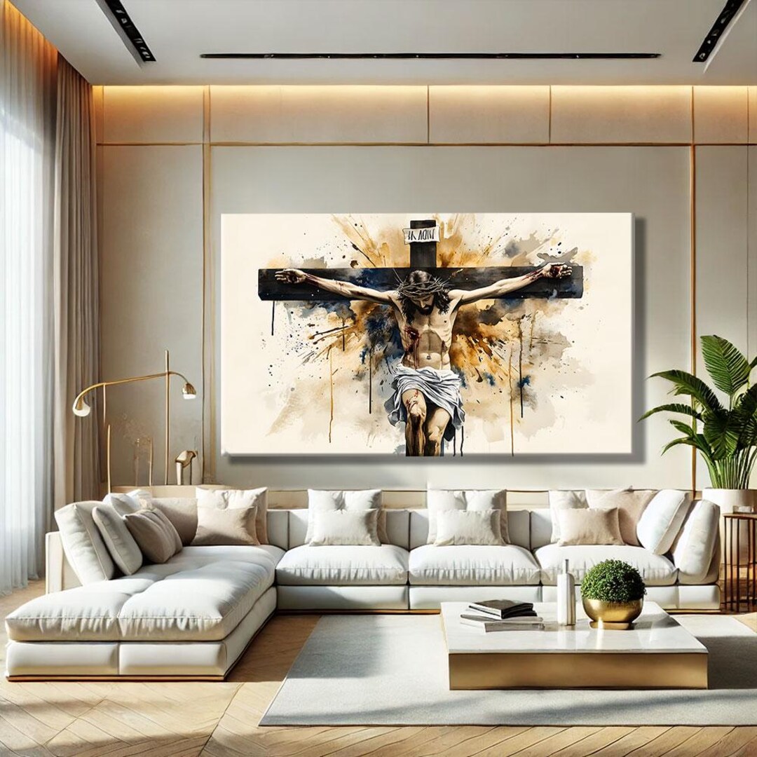 Christian Wall Art Abstract, Jesus Canvas Framed, Catholic Home Decor ...